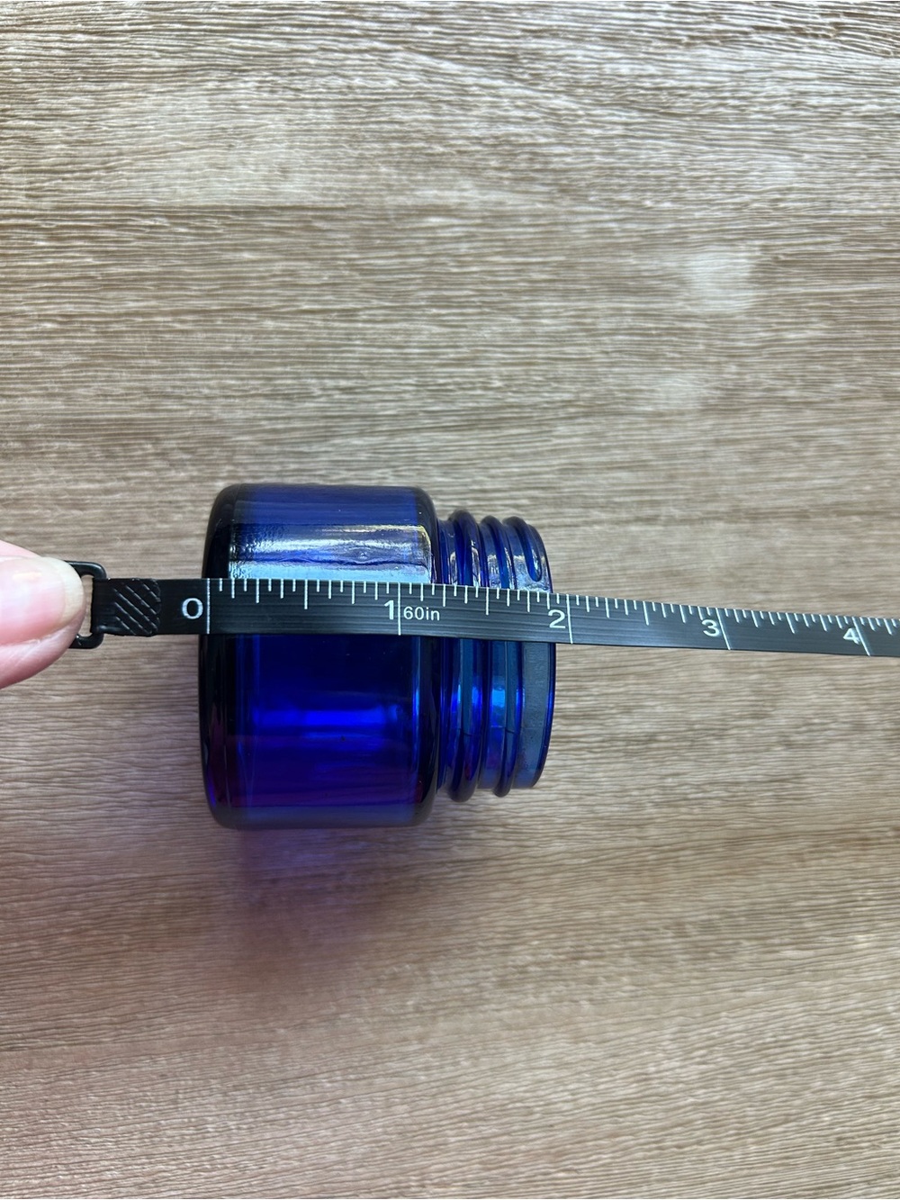 Antique Cobalt Blue Glass Noxzema Apothecary Jar - Great for ring earrings small - Picture 10 of 10